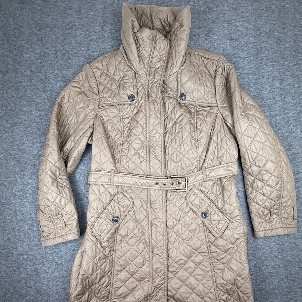 Coldwater Creek Quilted Long Barn Jacket Taupe Women's 1X Size 18 Outdoor Farm